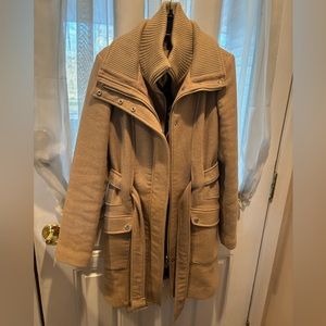 Calvin Klein Women’s belted coat- double layers with two zippers
